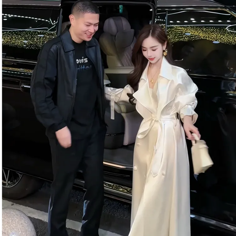【现货秒发】DY32秋季显瘦时尚气质高级感穿搭重磅醋酸风衣外套长款