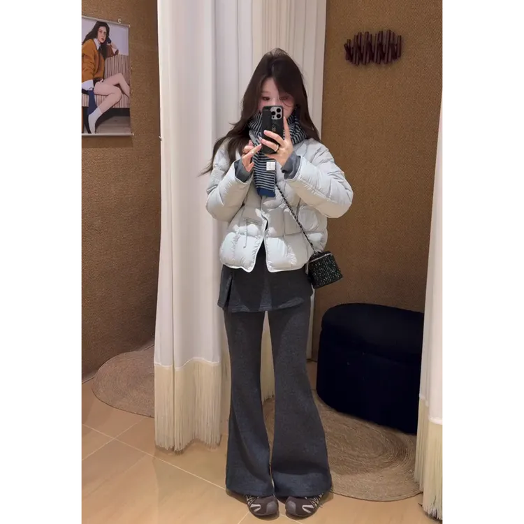 MARIE.COCO韩系纯色短款保暖棉服外套女秋冬新款法式气质休闲裤子