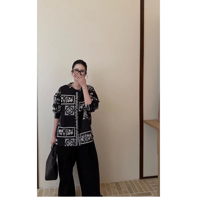 LA CALLA腰果花刺绣法式衬衫YY-M-5268