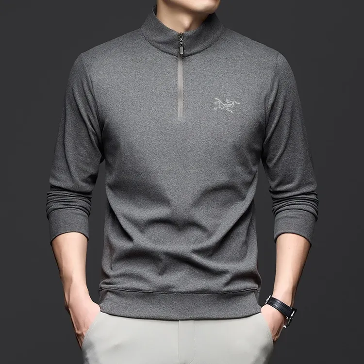 【奥莱撤柜】始品牌刺绣鸟秋冬立领长袖T恤男商务休闲免烫德绒卫衣