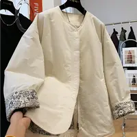 复古圆领棉服独特设计休闲秋冬外套春秋长袖百搭外套女秋季外套