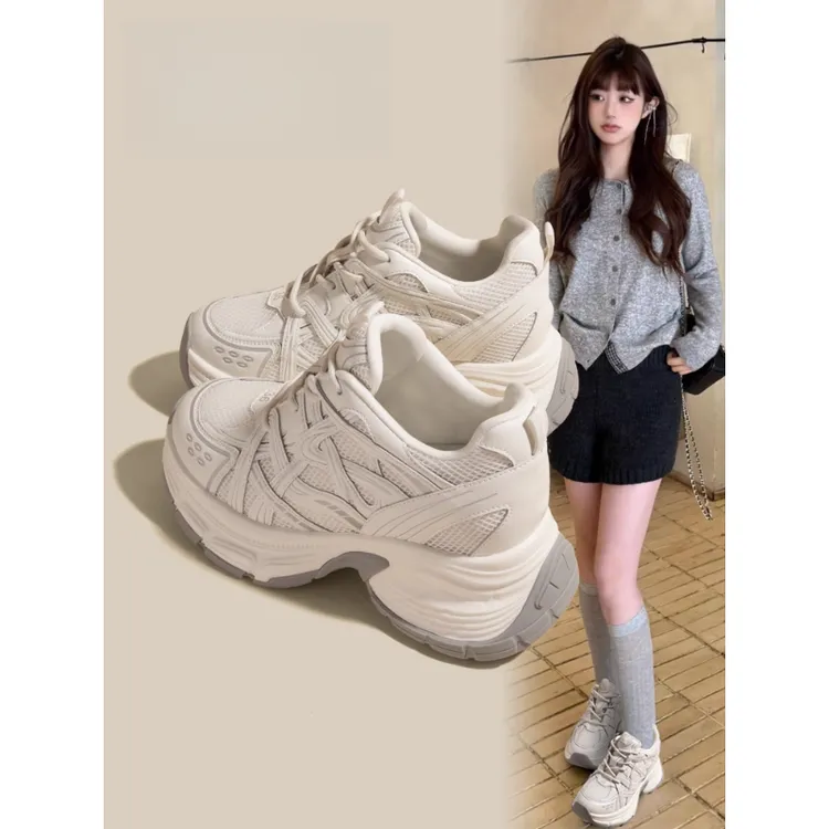 纪诗哲女鞋时尚内增高老爹鞋女爆款厚底百搭轻便透气休闲运动鞋
