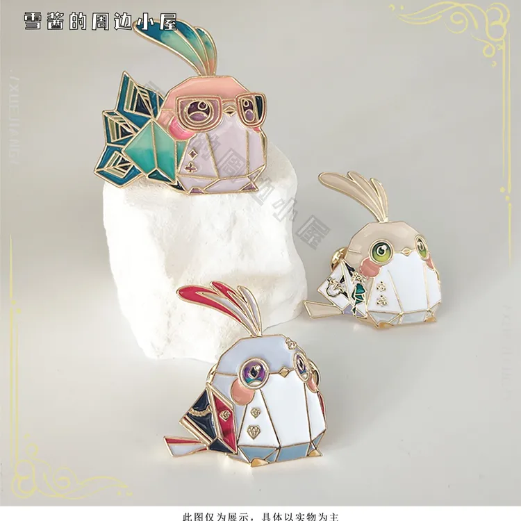 折纸小鸟崩铁同人周边金属胸针手绘珐琅彩生日礼物