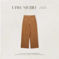 UTWU小敏⌈复古灯芯绒⌋棉混纺轻酵洗纽扣撞色直筒灯芯绒裤UTAK1086