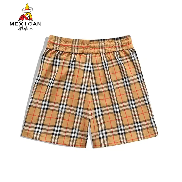 Mexican/稻草人正品2025夏季新款男女情侣纯棉运动短裤时尚格子裤