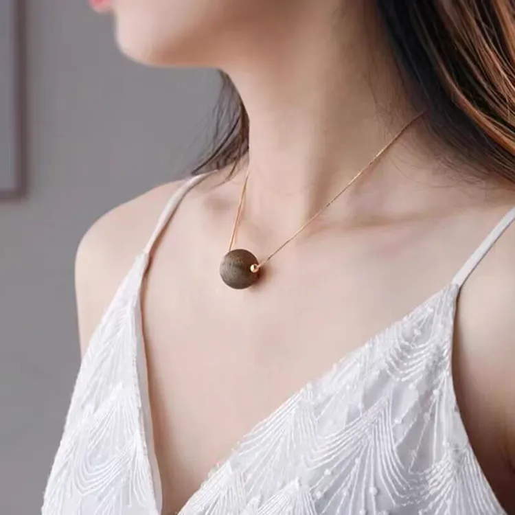 合金项链 周公子同款锁骨链香木质女时尚百搭珠串气质颈饰原创