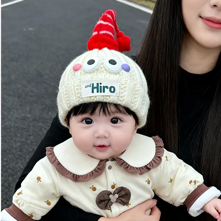 【超可爱】婴儿帽子秋冬季保暖针织套头男女宝宝可爱小月龄防风帽潮