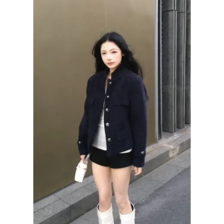 MARIE.COCO秋冬韩系高级设计感简约毛呢外套新款女神气质保暖外套