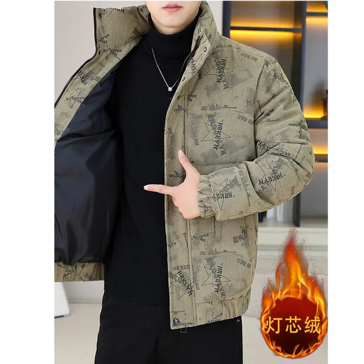 奇珀菲仑秋冬季男士灯芯绒棉服时尚潮牌立领青年加厚防寒保暖棉衣