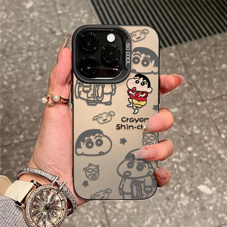适用于苹果15promax手机壳iphone16蜡笔小新13彩银12防摔耐磨11新