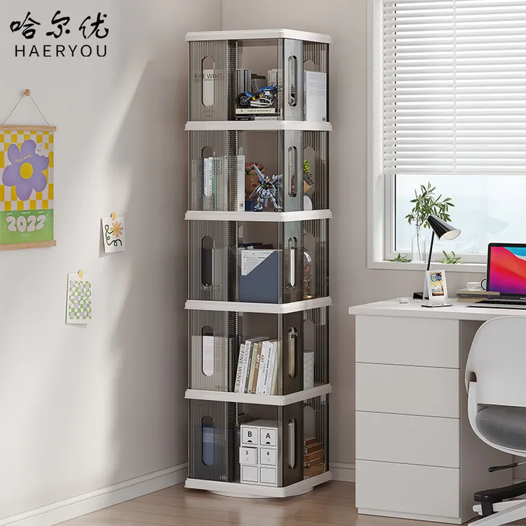 旋转书柜创意网红款家用客厅书房落地多层放书置物架一体立式书架