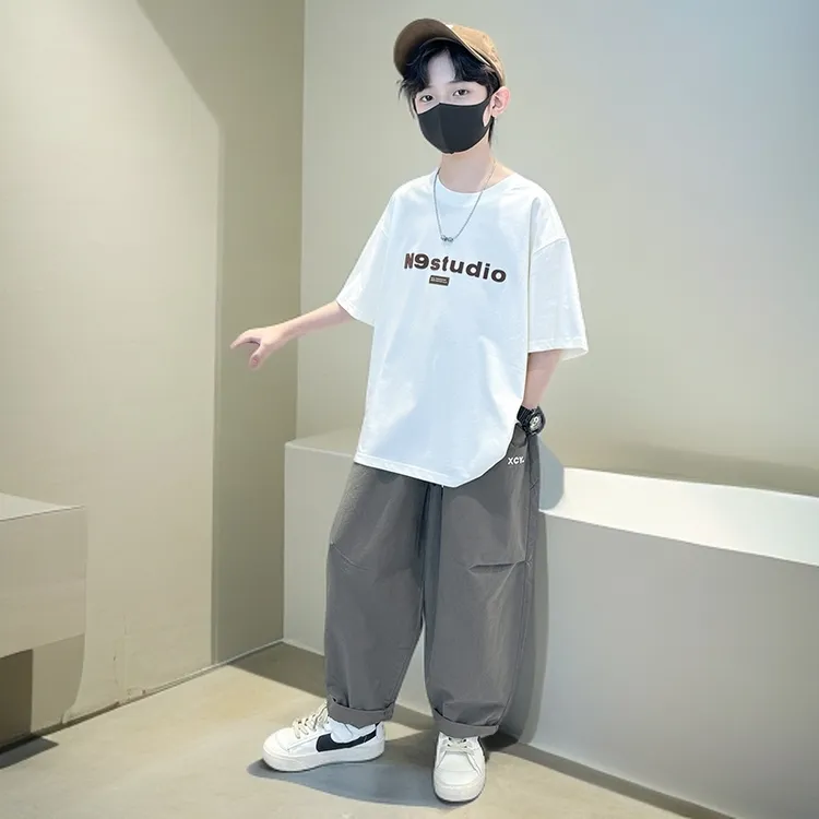【男孩长裤套装】童装男童夏装中大童运动炸街儿童帅气时尚两件套潮
