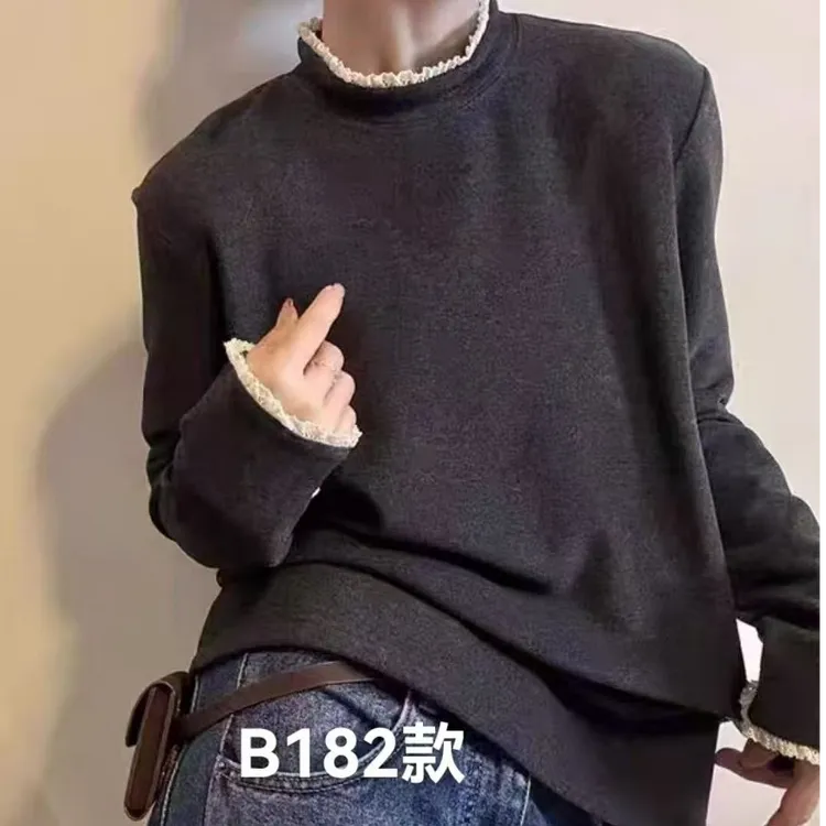 女款大码时尚简约德绒小衫182