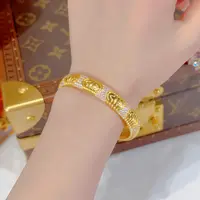 【苏妮法】足金999 老钱风手镯5G镶嵌女款气质轻奢百搭时尚复古精美