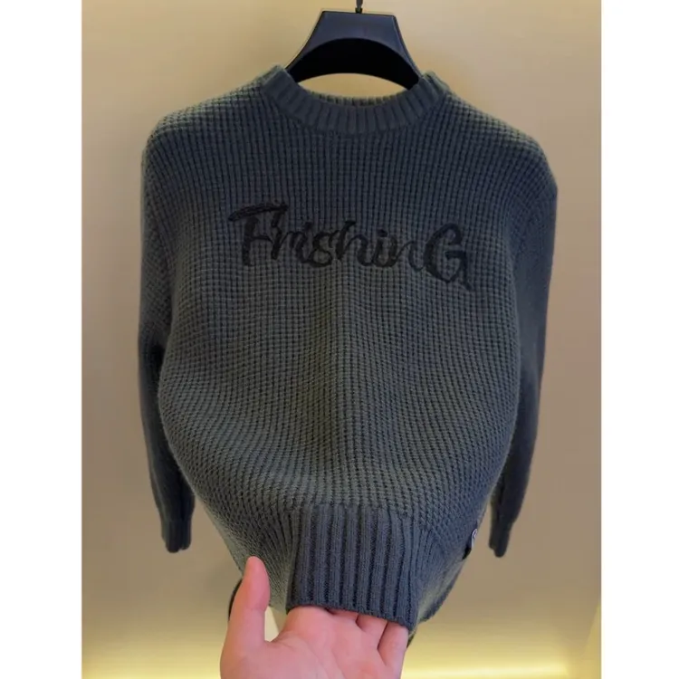 高档冬季新款圆领美式毛衣男士时尚潮流针织衫打底衫轻奢男装8902