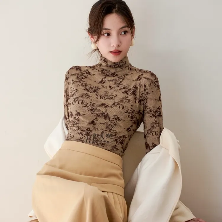 【茶芙巷】秋冬山茶花香德绒半高领女士绒亲肤保暖衫【YJL】
