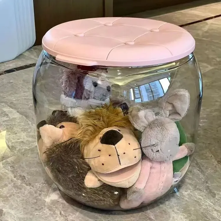 收纳凳儿童毛绒玩具收纳桶玩偶收纳箱神器透明储物凳可坐娃娃凳子