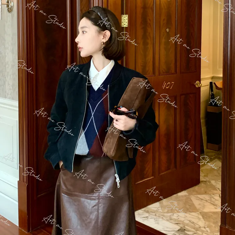 【ART ME】复古学院风菱格纹英伦经典款针织上衣w24565