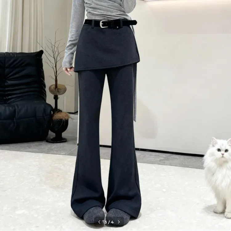 98216厚绒款加绒加厚新款微喇不可拆卸屁帘裤(含腰带)