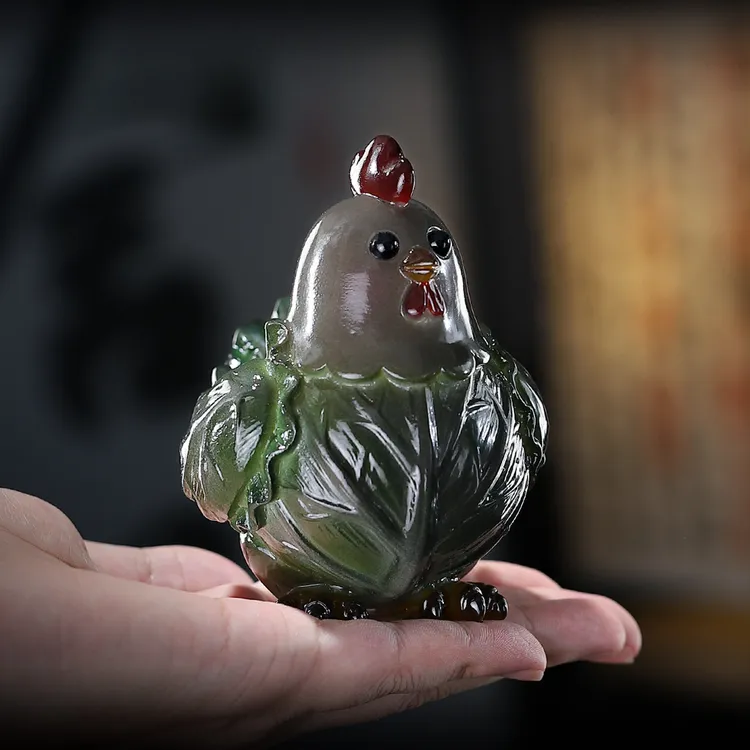 变色菜鸡桌面小摆件茶室精品装饰小巧可养玩茶桌面茶道配件装饰品
