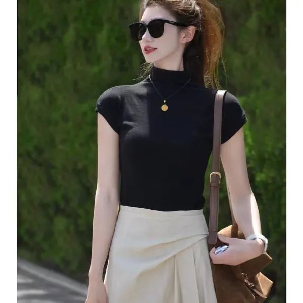 【仲夏晚风】轻熟风褶皱大摆裙半身裙女黑色显瘦上衣套装裙两件套