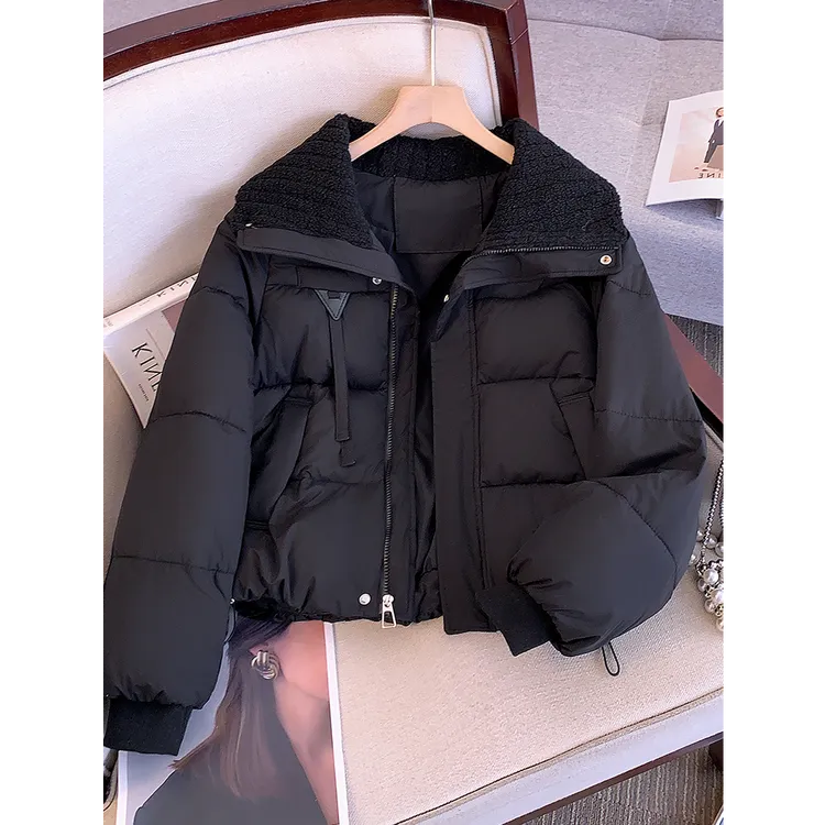 高级感超好看棉服女冬季2025年新款加厚保暖黑色小个子短款面包服