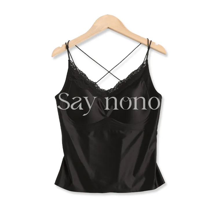 Saynono【懒猫nono】早秋款水光琉璃二合一美背内衣细肩吊带/SZ723