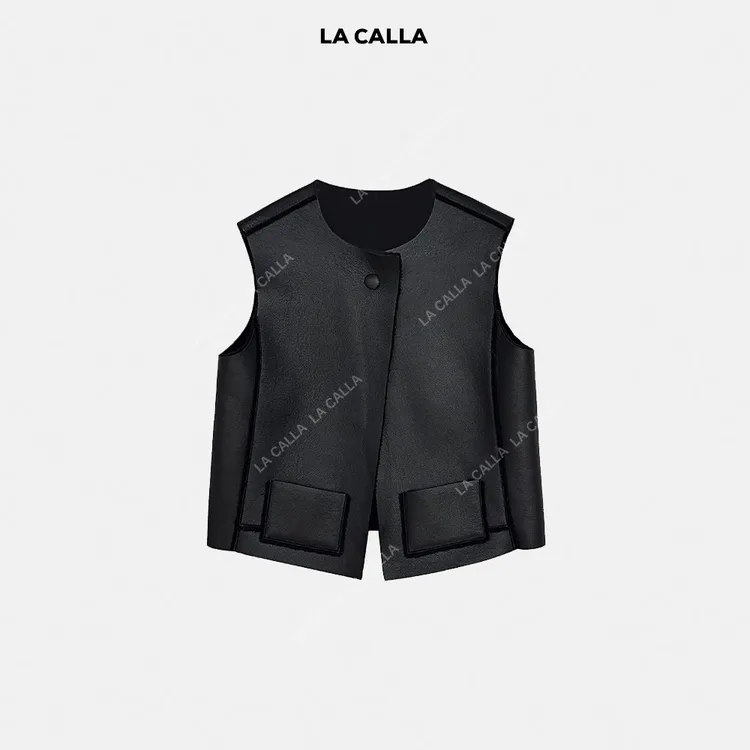 LA CALLA任意两穿100羊毛双面皮马甲WD25T07