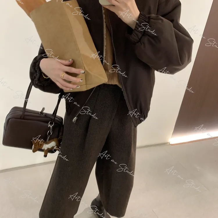 【ART ME】巧克力100绵羊毛立领秋冬保暖又显质感两面穿外套w24540