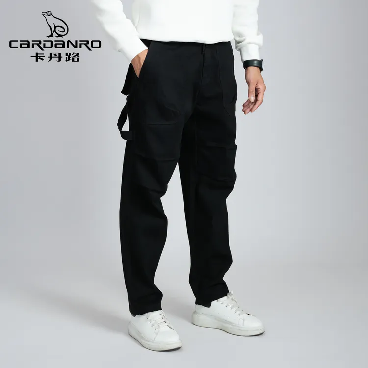 Cardanro/卡丹路男女款纯棉工装裤柔软亲肤多口袋长裤男士直筒裤