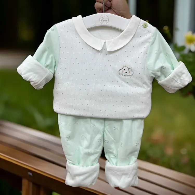 婴幼儿秋冬款保暖薄棉套装秋季长袖（彩色云朵）儿童宝宝纯棉