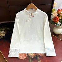 【锦绣江南】新中式打底衫女斜襟立领刺绣国风2025年秋冬季长袖上衣