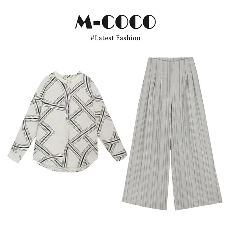 MARIE.COCO法式时尚风小众百搭通勤格子上衣百搭宽松休闲裤两件套