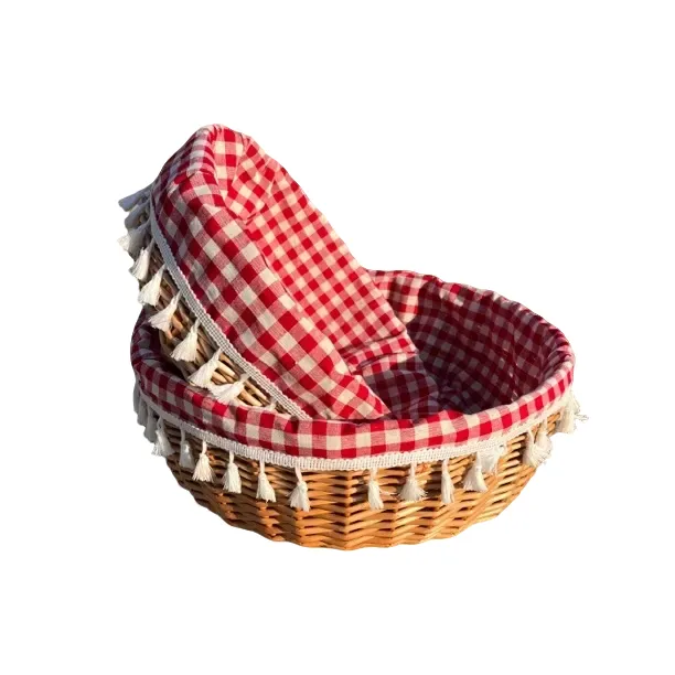 柳编圆形收纳筐零食筐杂物筐