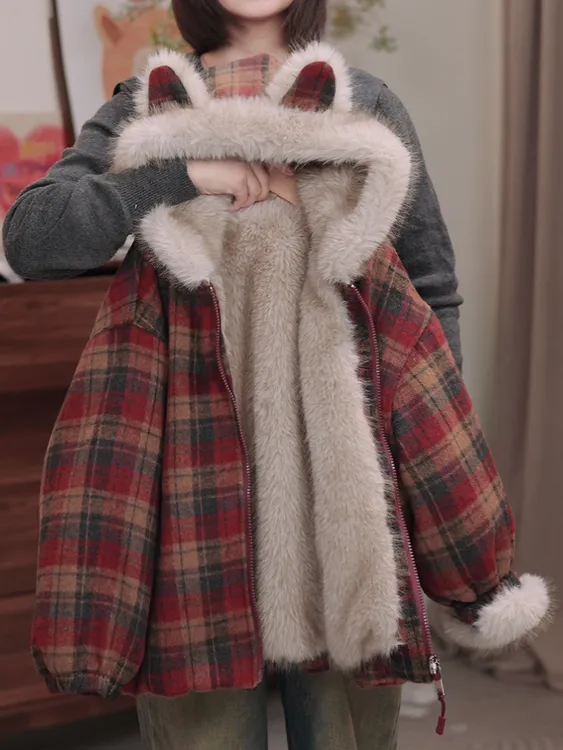 女童冬季加绒外套2025新款儿童加厚派克服大童女孩双面穿冬装上衣