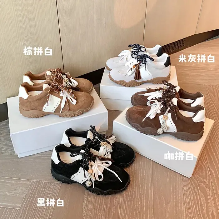 苏茵茵~8cm内增高月牙厚底鸳鸯鞋带运动休闲鞋女德训鞋E5119001