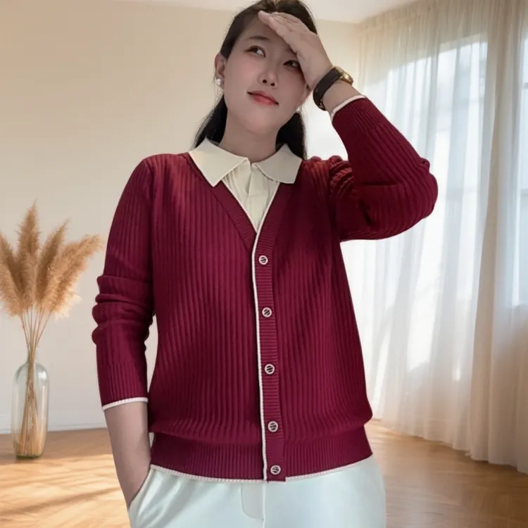 【200斤】长袖针织衫毛衣女翻领时尚百搭宽松显瘦网红洋气大朗毛衣