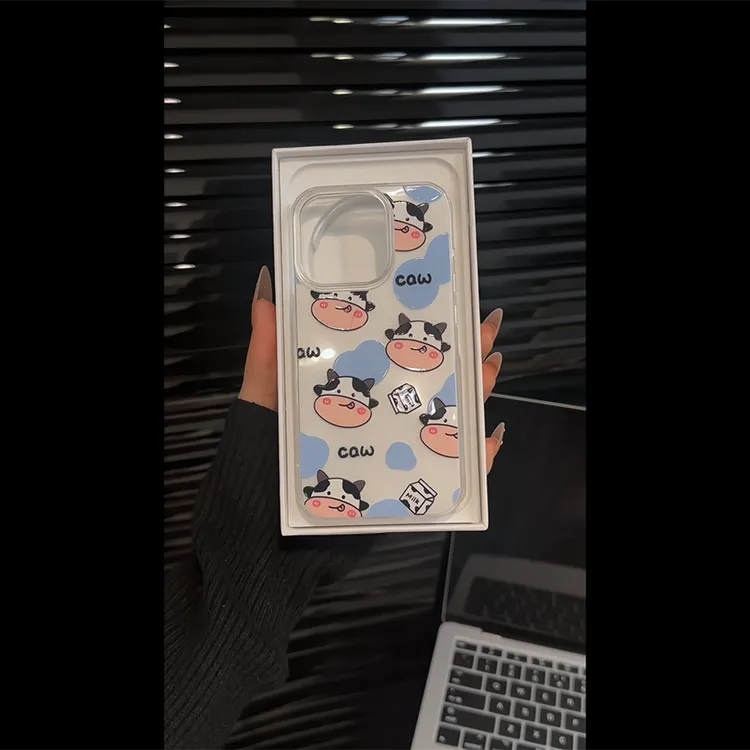 ins风创意卡通可爱奶牛适用于iPhone16promax苹果15p手机壳14p13