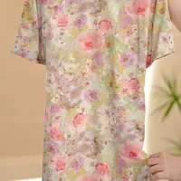 【雪青】大码旗袍长款连衣裙胖MM连衣裙宽松遮肚子高端显瘦018