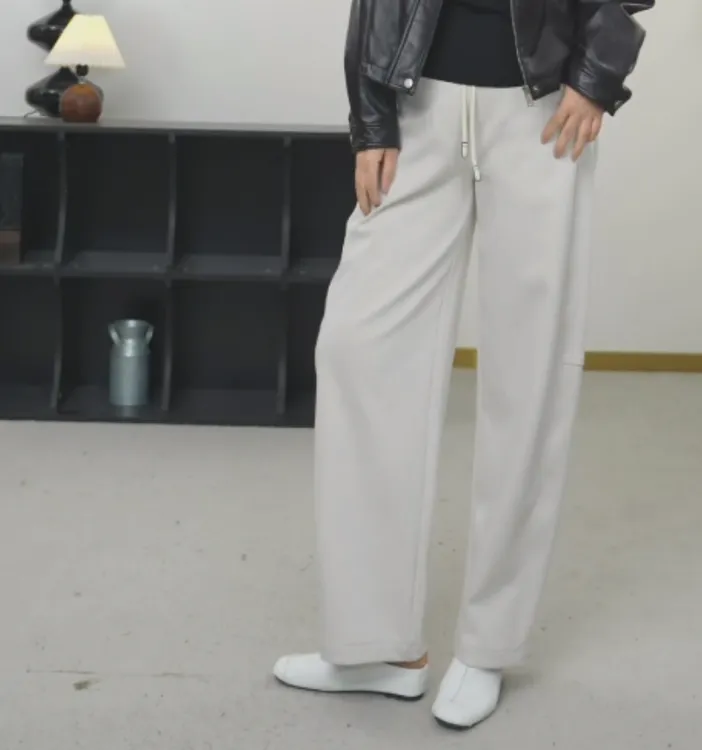 【U.M】弯刀牛仔磨毛休闲裤宽松高弹显瘦