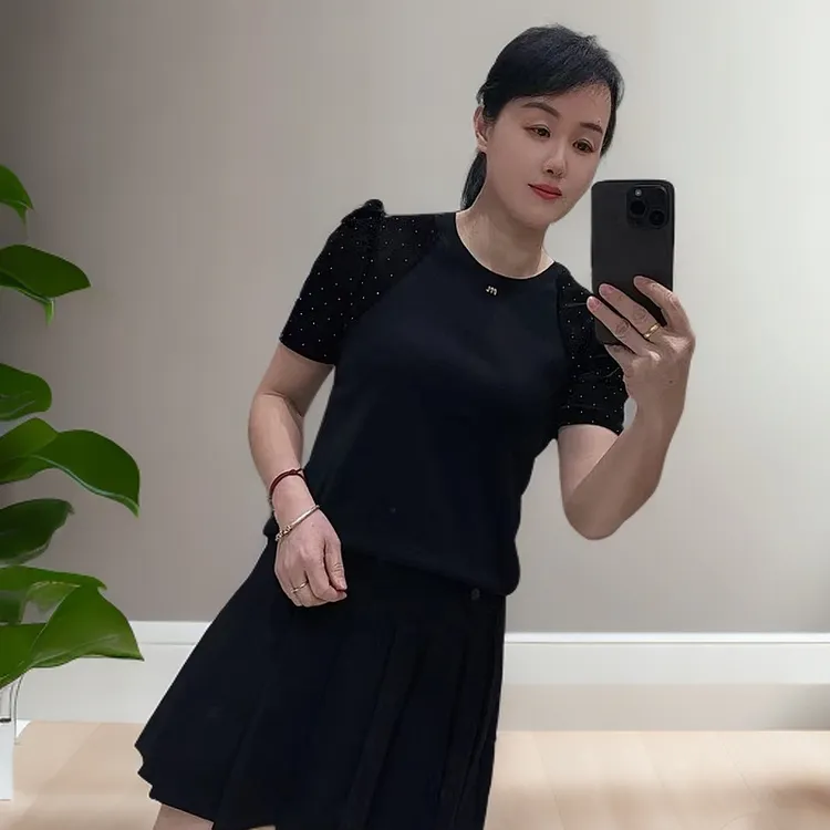 8821公主袖拼接设计时尚短袖T恤