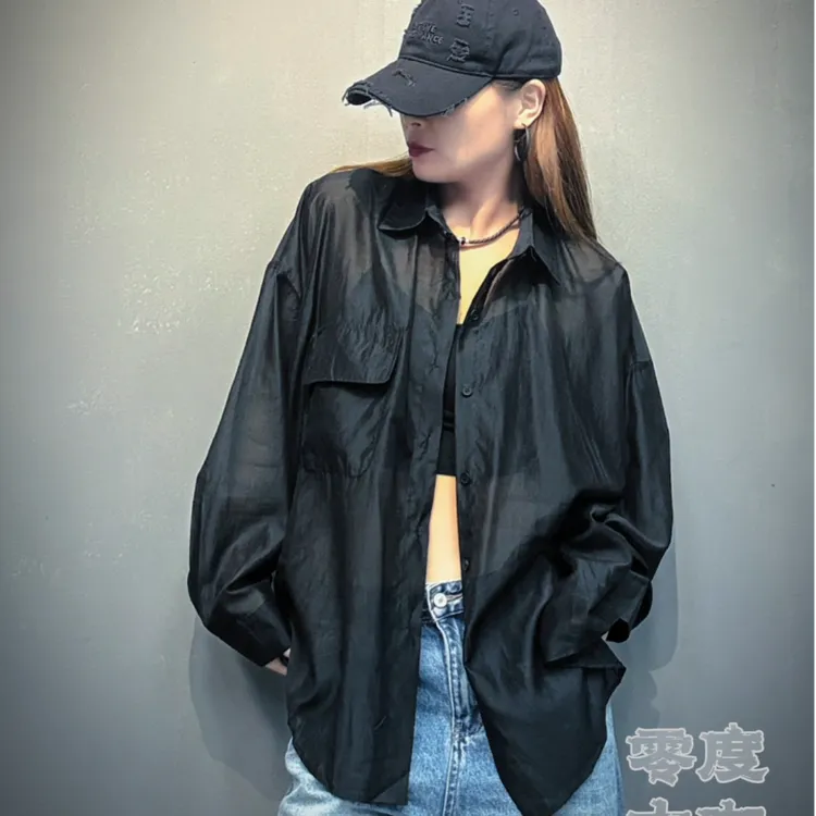 6688款 夏季单排扣中长款大版防晒衬衫长袖女百搭薄