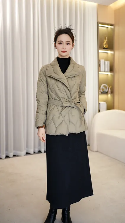 Childe Yao【双12特惠】90白鹅绒气质腰带翻领保暖鹅绒服 Y406031