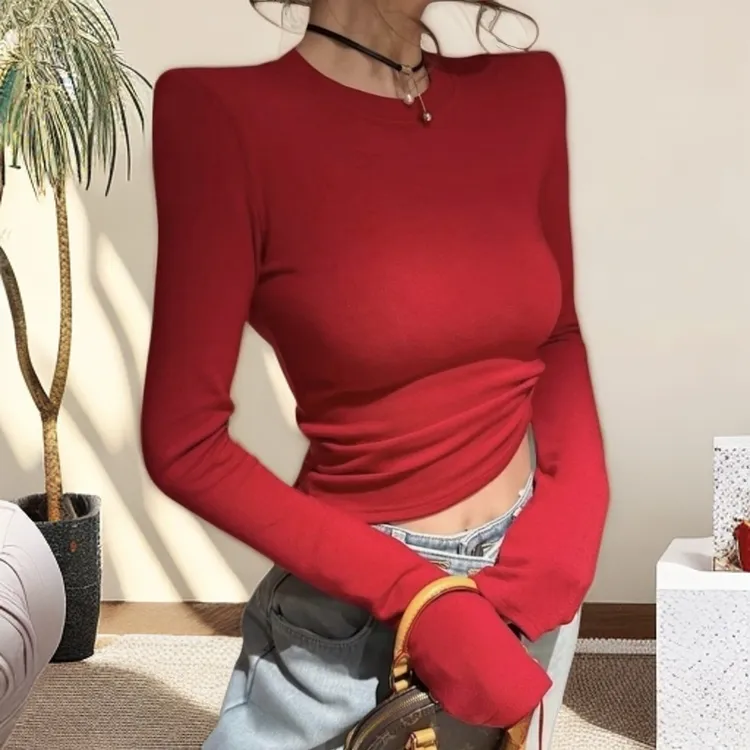 清仓捡漏～高领长袖T恤上衣修身秋季正肩抓毛加厚新款显瘦百搭打底