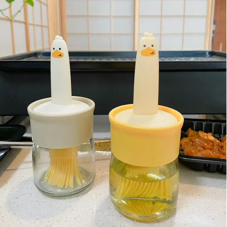 【新疆西藏包邮】家用厨房小鸭油刷带瓶一体玻璃家用油瓶烧烤刷子  