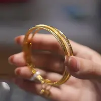 【巧玲专属】足金999黄金两世欢福牌三生三世古法素圈手镯