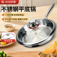 尚佰厨聚德国不锈钢平底锅家用食品级不粘锅电磁炉烙饼煎蛋锅耐用