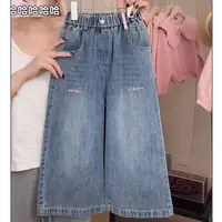 女童韩版时尚百搭洋气休闲牛仔裤秋装新款儿童直筒裤宽松阔腿裤潮