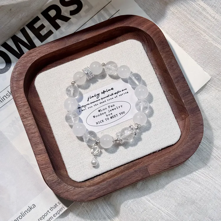 原创天然白水晶手串diy女款显气质少女心白幽灵串珠手链