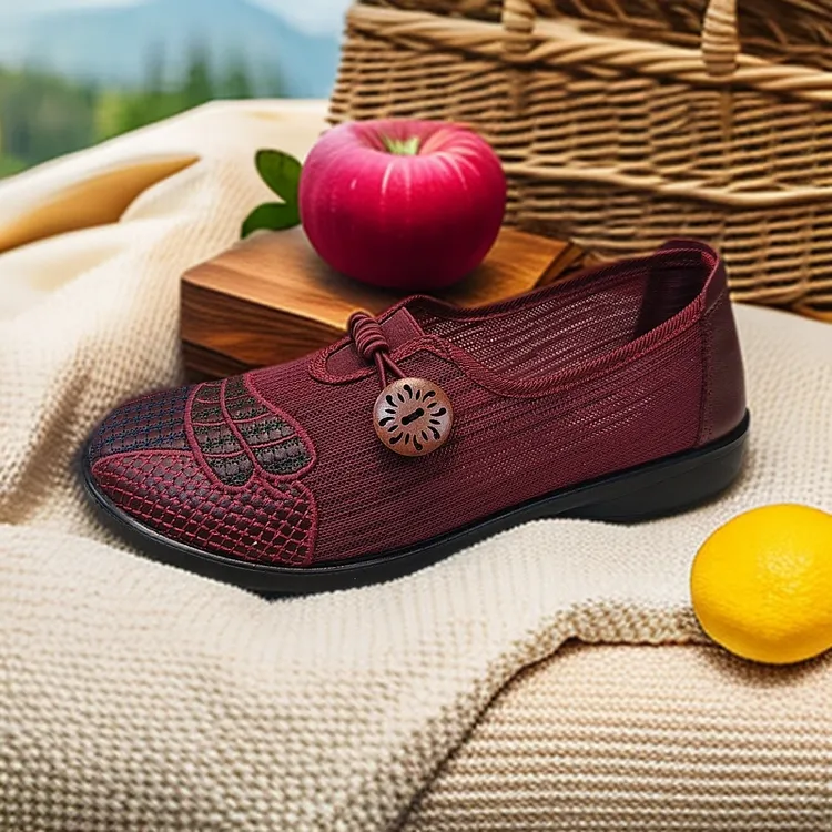 千百舒中老年女布鞋妈妈绣花女鞋网鞋春夏秋软底单鞋休闲妈妈鞋